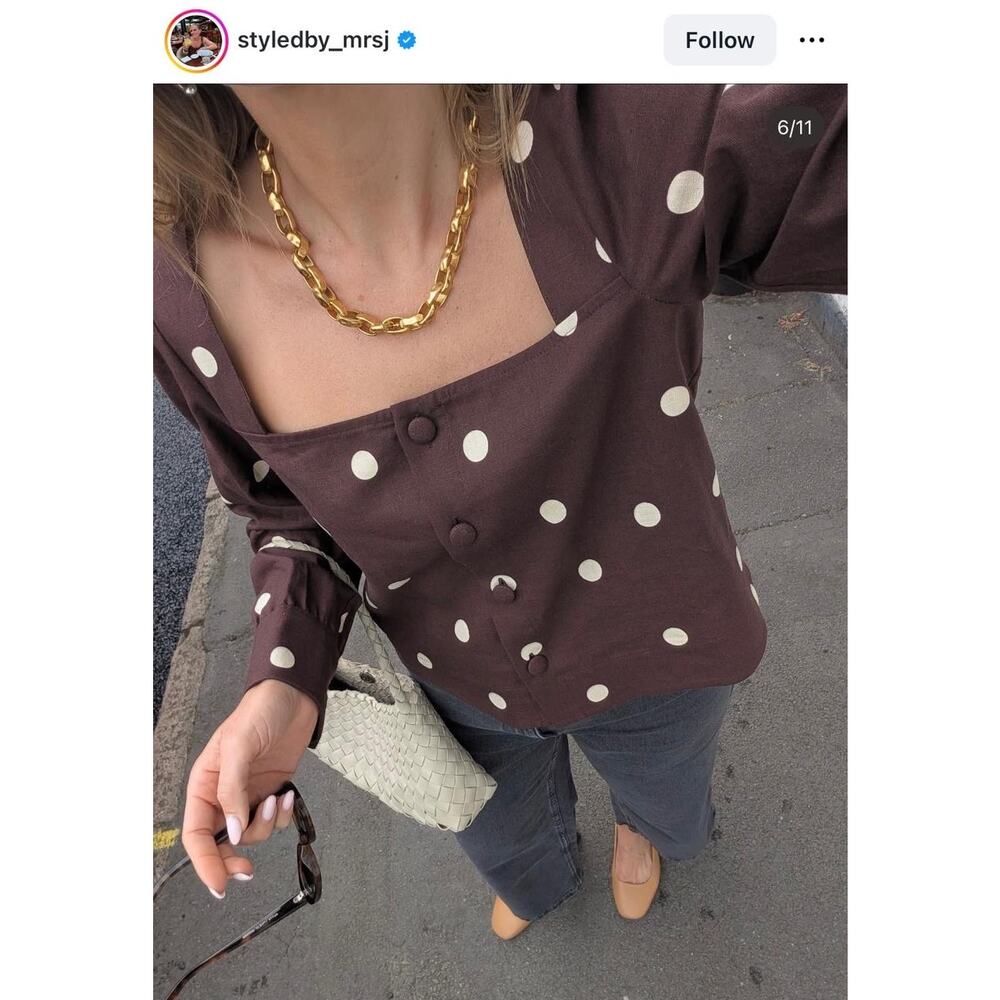 La Maille Sezane Lorenza Blouse in Polka Dots Print Size 40 / US 10 / L NWT✨ - Picture 6 of 14